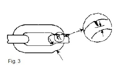 Tegning af led på en lænkekæde, der skal tjekkes for brud
