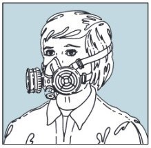 Tegning af filtrerende åndedrætsværn bestående af halvmaske med tvillingefilter